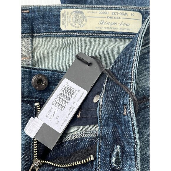 Diesel Womens Skinzee Low Super Slim Skinny Low Waist jeans Size W26 L32 $198 - Picture 6 of 13